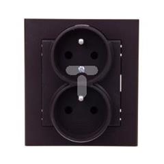 SONATA Gniazdo podwójne z ramką czekoladowy metalik z/u 16A IP20 z funkcją niezamienności faz GP-2RC/40