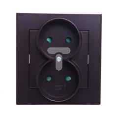 SONATA Gniazdo podwójne z ramką czekoladowy metalik b/u 16A IP20 z przesłonami GP-2RP/40