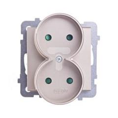 SONATA Gniazdo podwójne szampański złoty b/u 16A IP20 z przesłonami GP-2RRP/m/39