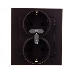 SONATA Gniazdo podwójne z ramką czekoladowy metalik schuko 16A IP20 GP-2RS/40