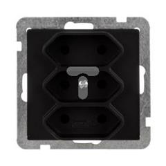 SONATA Gniazdo potrójne EURO czarny metalik b/u 2,5A IP20 GP-3R/m/33
