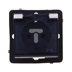 SONATA Gniazdo hermetyczne pojedyncze srebro mat schuko 16A IP44 z przesłonami GPH-1RSP/m/38/d