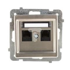 SONATA Gniazdo telefoniczne podwójne RJ11 niezlaeżne stal inox GPT-2RMN/m/37
