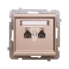 SONATA Gniazdo telefoniczne podwójne RJ11 niezlaeżne szampański złoty GPT-2RN/m/39