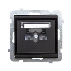 SONATA Gniazdo telefoniczne podwójne RJ11 równoległe czarny metalik GPT-2RR/m/33