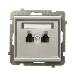 SONATA Gniazdo telefoniczne podwójne RJ11 równoległe srebro mat GPT-2RR/m/38