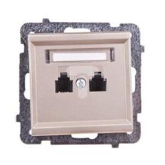 SONATA Gniazdo telefoniczne podwójne RJ11 równoległe szampański złoty GPT-2RR/m/39