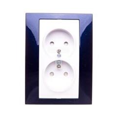 Unica Plus Gniazdo podwójne z/u z przesłoną błękit indygo MGU63.069.842