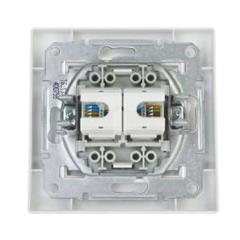 ASFORA Gniazdo komputerowe podwójne 2xRJ45 kat.5e białe EPH4400121