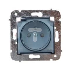 CARLA Gniazdo pojedyncze z/u IP44 z klapką transparentną i przesłonami białe 1766-10