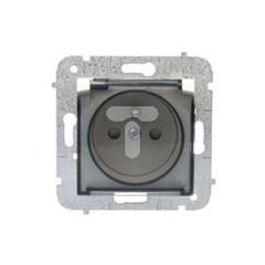 CARLA Gniazdo pojedyncze z/u IP44 z klapką transparentną i przesłonami kremowe 1766-11