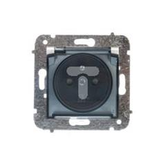 CARLA Gniazdo pojedyncze z/u IP44 z klapką transparentną i przesłonami srebrne 1766-16