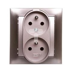 IMPRESJA Gniazdo podwójne z/u 16A z funkcja niezamienności faz tytan GP-2YC/23