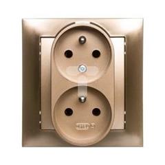 IMPRESJA Gniazdo podwójne z/u 16A z funkcja niezamienności faz złoty metalik GP-2YC/28
