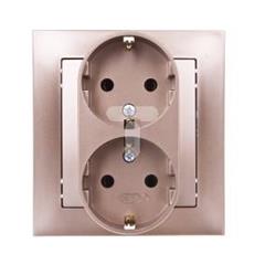 IMPRESJA Gniazdo podwójne z/u 16A schuko złoty metalik GP-2YS/28