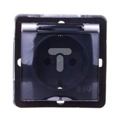 IMPRESJA Gniazdo hermetyczne z/u 16A schuko IP44 z klapką dymną i przesłonami srebrne GPH-1YSP/m/18/d