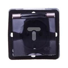 IMPRESJA Gniazdo hermetyczne z/u 16A schuko IP44 z klapką dymną i przesłonami tytan GPH-1YSP/m/23/d