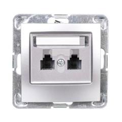 IMPRESJA Gniazdo telefoniczne podwojne srebrne GPT-2YR/m/18