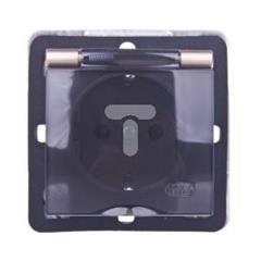 IMPRESJA Gniazdo hermetyczne z/u 16A schuko IP44 z klapką dymną i przesłonami złoty metalik GPH-1YSP/m/28/d