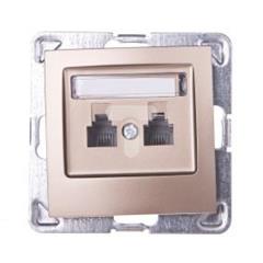 IMPRESJA Gniazdo telefoniczne podwójne złoty metalik GPT-2YR/m/28
