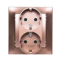 IMPRESJA Gniazdo podwójne z/u 16A schuko złoty metalik GP-2YSP/28