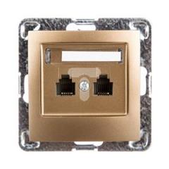 IMPRESJA Gniazdo telefoniczne podwójne złoty metalik GPT-2YN/m/28