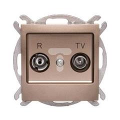 IMPRESJA Gniazdo antenowe RTV przelotowe ZAP-10 złoty metalik GPA-10YP/m/28