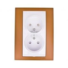 Unica Plus Gniazdo podwójne 2P+PE z przesłoną ugier pomarańczowy MGU63.069.869