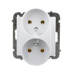 Sentia Gniazdo podwójne z/u z przesłonami 16A IP20 białe 1443-10