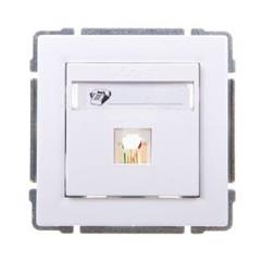 KOS66 Gniazdo telefoniczne pojedyncze RJ11 z etykietą białe 660463