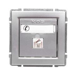 KOS66 Gniazdo telefoniczne pojedyncze RJ11 z etykietą aluminium 664063