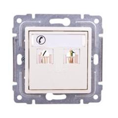 VENA Gniazdo telefoniczne podwójne RJ11 z etykietą kremowe 510364