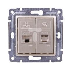 VENA Gniazdo teleinformatyczne RJ45 kat.5e nieekranowane + RJ11 satynowe 515069