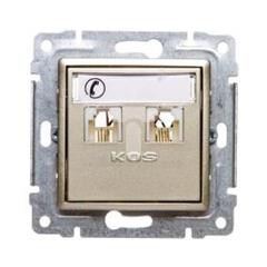 VENA Gniazdo telefoniczne podwójne RJ11 z etykietą satynowe 515064