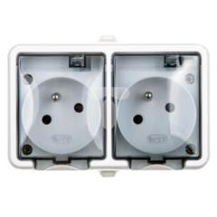 HYDRO LINE Gniazdo hermetyczne podwójne z/u 16A IP44 z klapką dymną białe 121436
