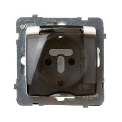 KARO Gniazdo hermetyczne z/u 16A schuko IP44 z klapką dymną i przesłonami ecru perłowy GPH-1SSP/m/42/d