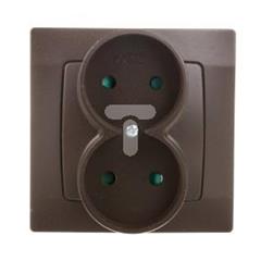 KARO Gniazdo podwójne b/u 16A z przesłonami czekoladowy metalik GP-2SP/40