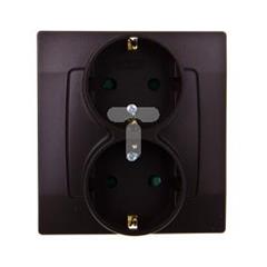 KARO Gniazdo podwójne z/u 16A schuko z przesłonami czekoladowy metalik GP-2SSP/40