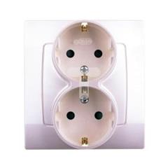 KARO Gniazdo podwójne z/u 16A schuko z przesłonami ecru perłowy GP-2SSP/42