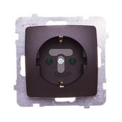 KARO Gniazdo pojedyncze z/u 16A schuko z przesłonami torów prądowych czekoladowy metalik GP-1SSP/m/40