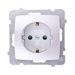 KARO Gniazdo pojedyncze z/u 16A schuko z przesłonami torów prądowych srebrny perłowy GP-1SSP/m/43