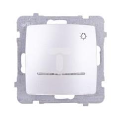 KARO Łącznik zwierny światło z podświetleniem niebieskim srebrny perłowy ŁP-5SS/m/43