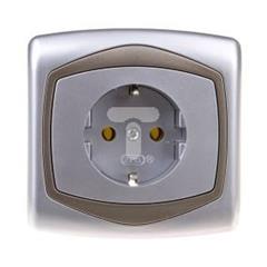 TON Gniazdo pojedyncze z uziemieniem schuko srebro + satyna GP-1CS/18/16