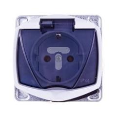 TON Gniazdo bryzgoszczelne z uziemieniem schuko IP-44 wieczko przezroczyste bez ramki biały GPH-1CS/m/00/d