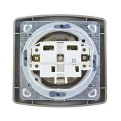 TON Gniazdo bryzgoszczelne z uziemieniem schuko IP-44 z przesłonami torów prądowych satyna + złoto GPH-1CSP/16/20/d