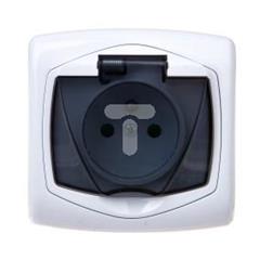 TON Gniazdo bryzgoszczelne z uziemieniem z przesłonami torów prądowych wieczko przezroczyste biały GPH-1CZP/00/d