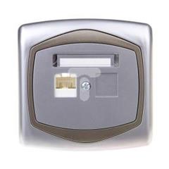 TON Gniazdo komputerowe pojedyncze kat. 5e FOREX srebro + satyna GPK-1C/F/18/16