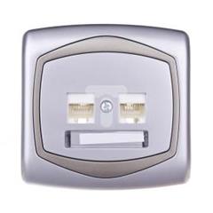 TON Gniazdo komputerowe podwójne kat. 5e FOREX srebro + satyna GPK-2C/F/18/16