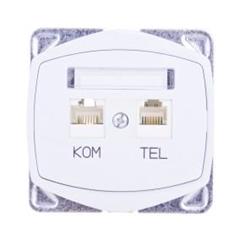 TON Gniazdo komputerowo-telefoniczne RJ 45 kat. 5e (8-stykowe) + RJ 11 (4-stykowe) biały GPKT-C/F/m/00