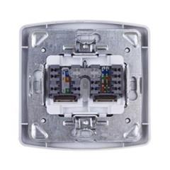 TON Gniazdo komputerowo-telefoniczne RJ 45 kat. 5e (8-stykowe) + RJ 11 (6-stykowe) srebro + satyna GPKT-C/K/18/16